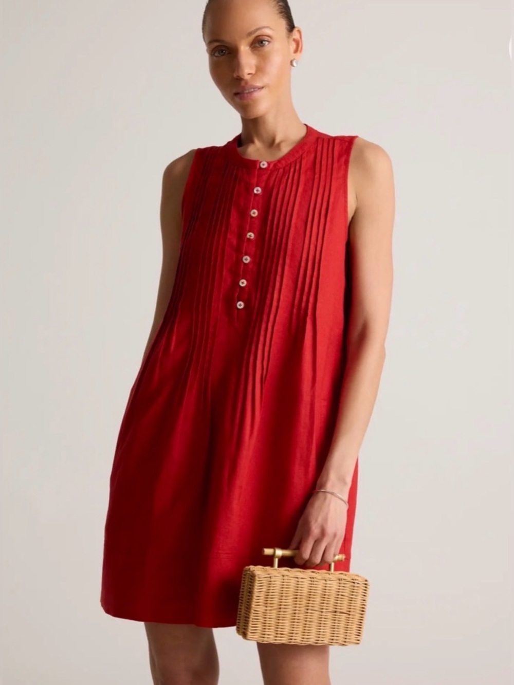 Quince 100% European Linen Sleeveless Swing Dress in Chile Size L
